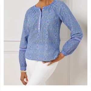 Talbots STAINED GLASS MEDALLION BAND COLLAR POPOVER n